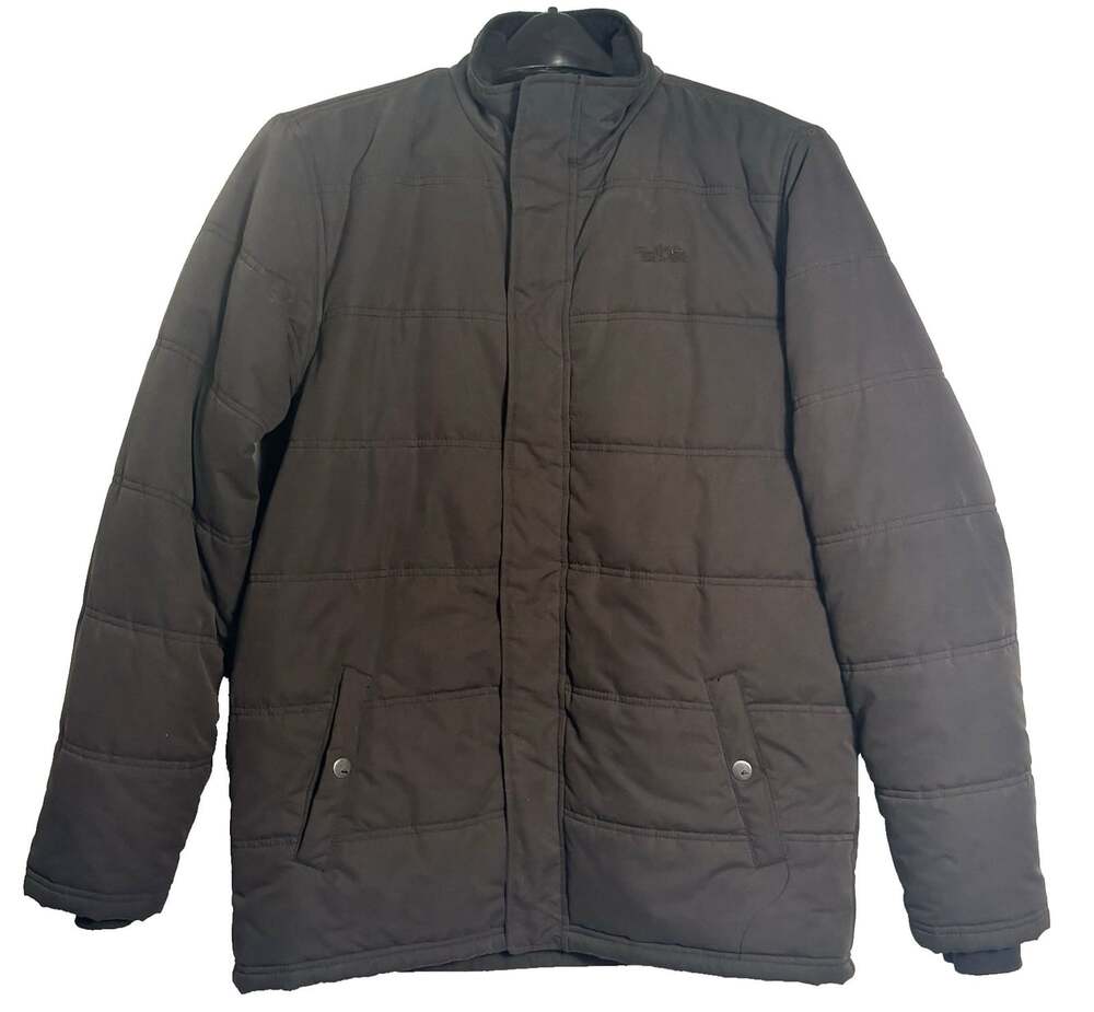 QUIKSILVER Men Puffer Fleece Lined Full Zip Coat Sz M Black Outdoors Winter